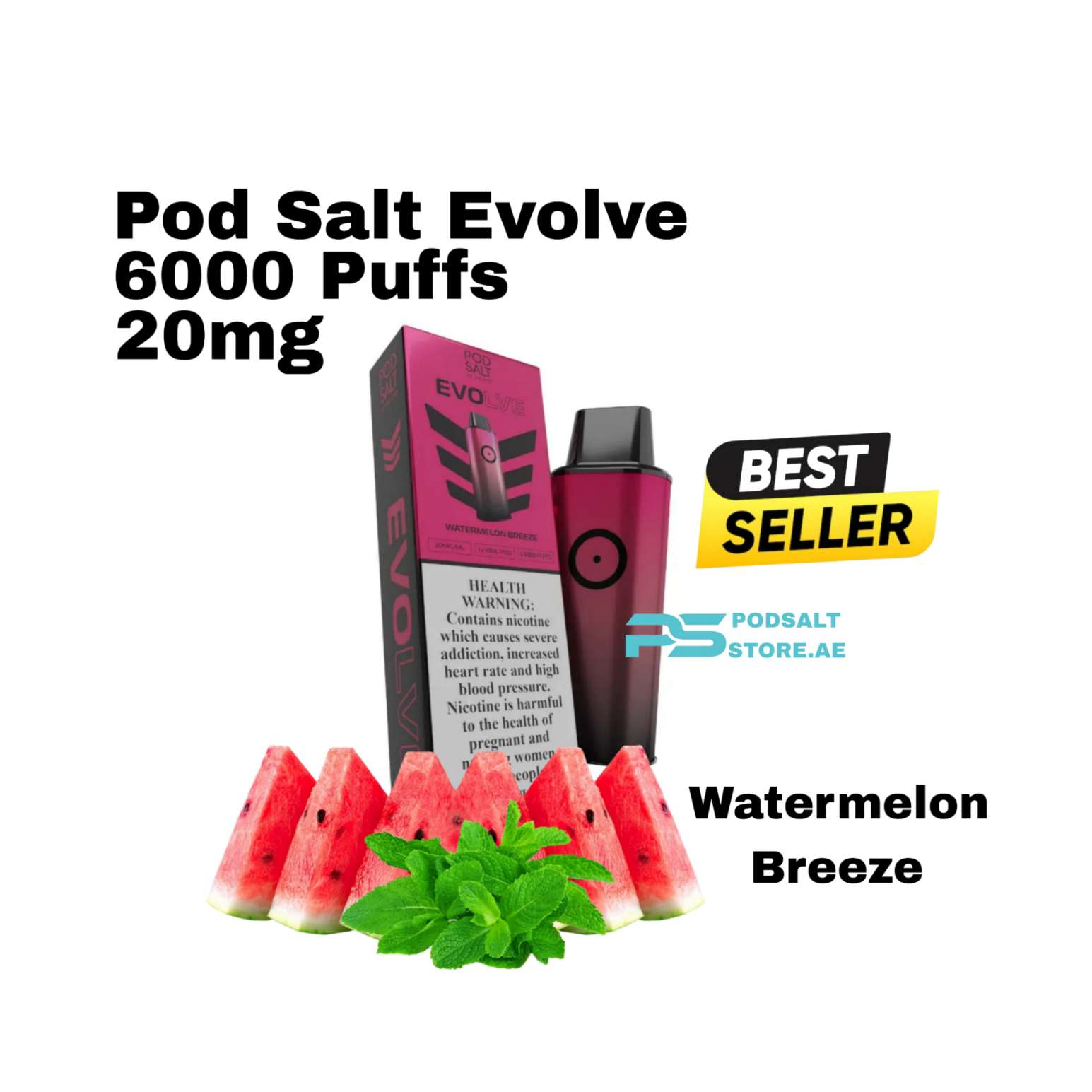 Pod Salt Evolve Pod Watermelon Breeze 6000 Puffs in Dubai UAE My Store Pod Salt Evolve Pod Watermelon Breeze 6000 Puffs in Dubai UAE My Store