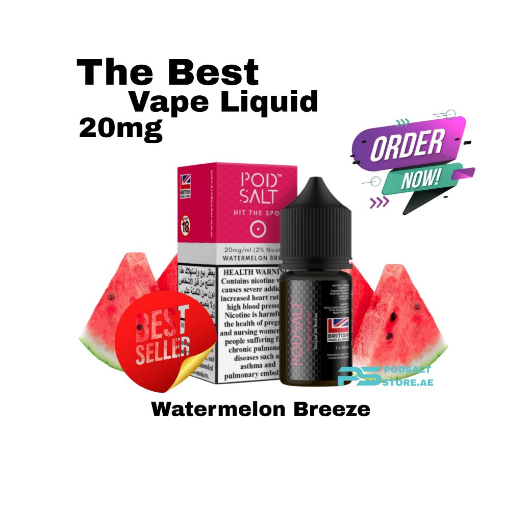 Pod Salt Watermelon Breeze Salt Nic 30ml 20mg E-Liquid In Dubai UAE – My  Store
