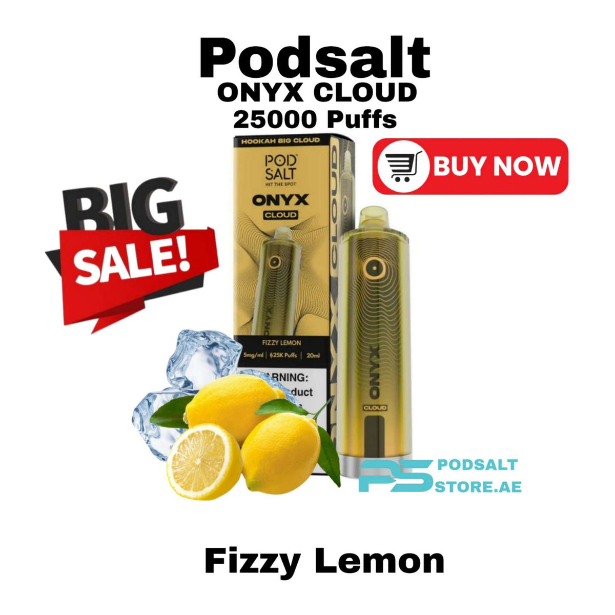 Pod Salt Onyx Cloud 25000 Puffs Fizzy Lemon