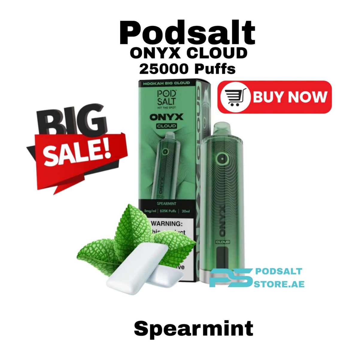 Pod Salt Onyx Cloud 25000 Puffs Spearmint