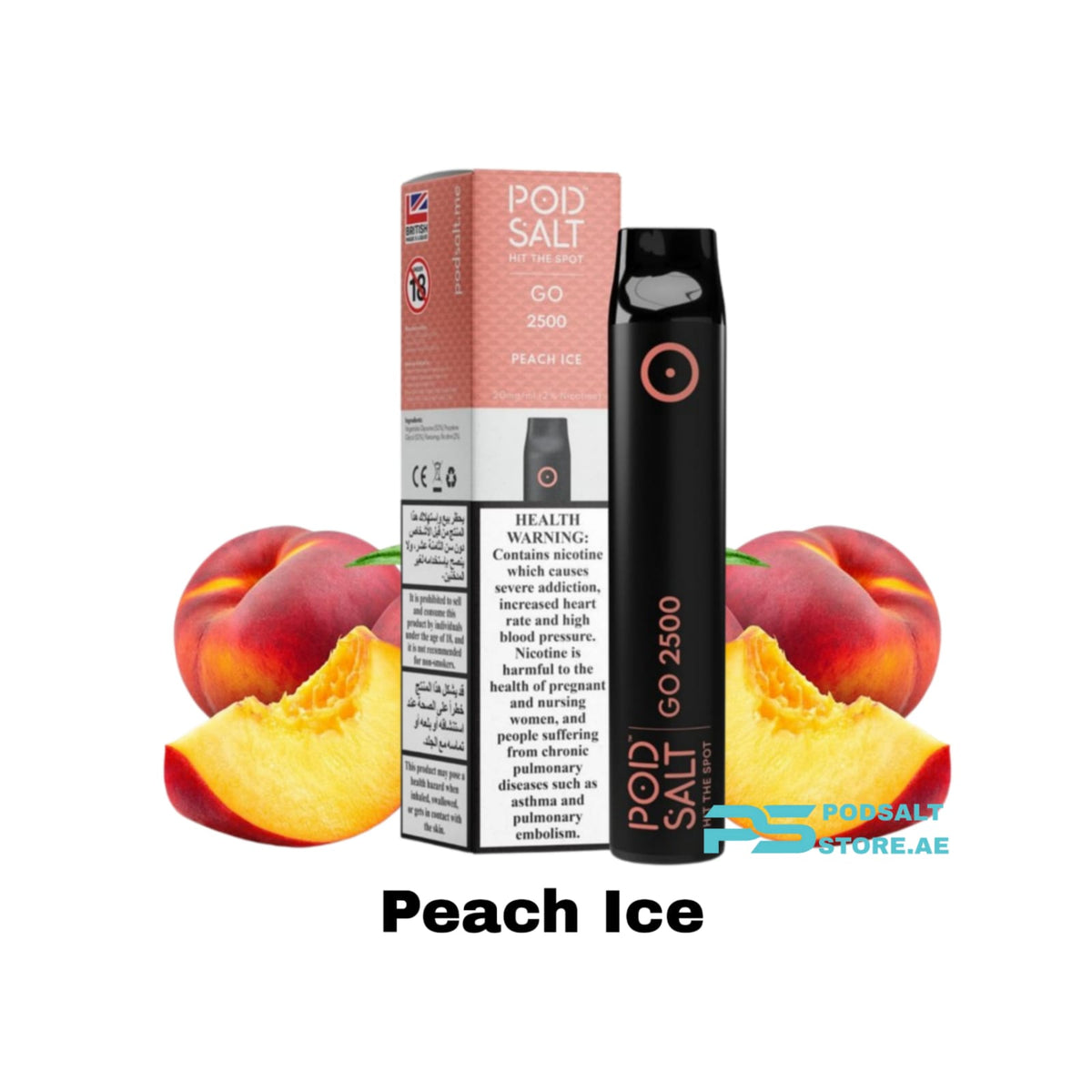 Pod Salt Go 2500 Puffs 20mg  Peach Ice in Dubai UAE
