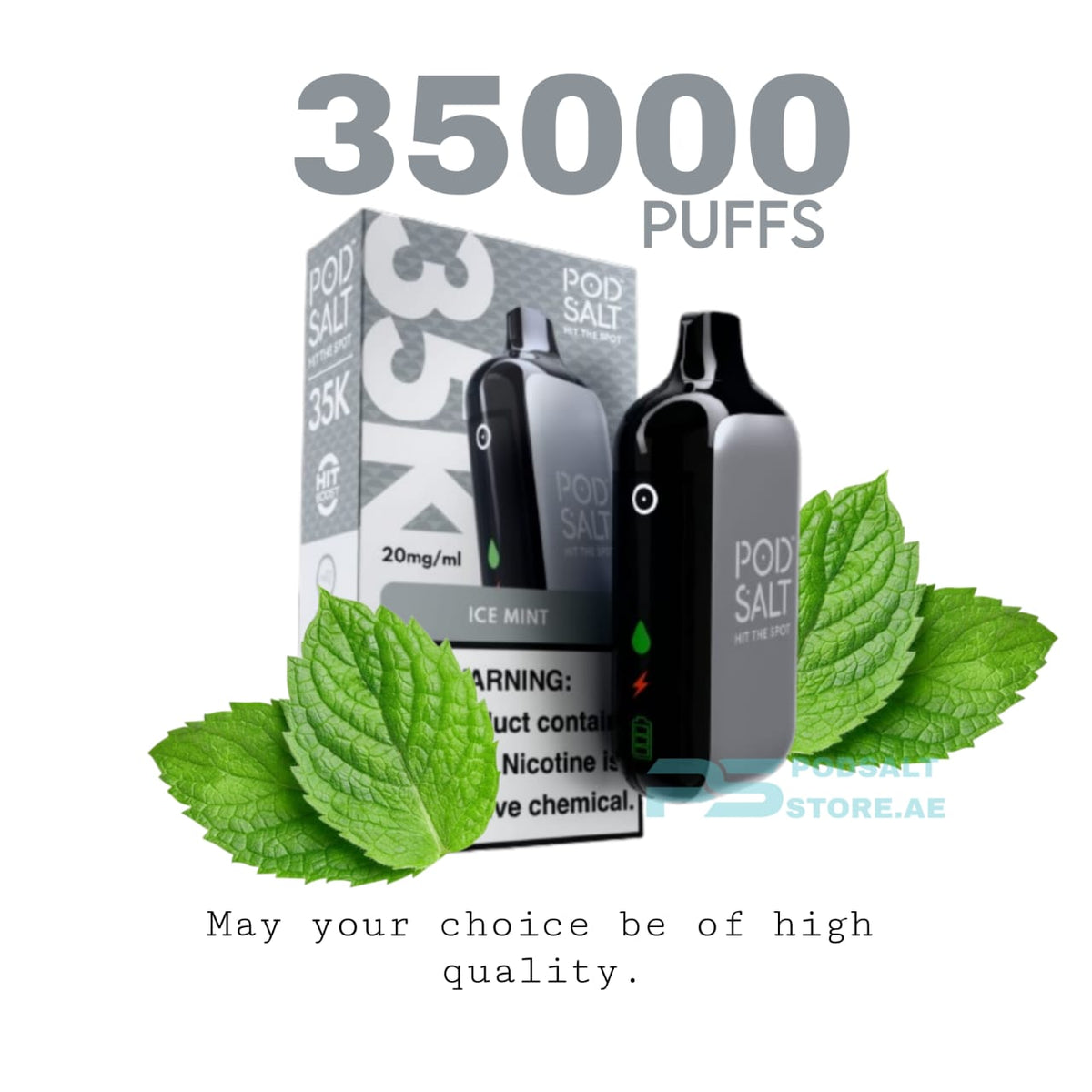 Podsalt 35000 Puffs Ice Mint  Disposable Vape in Dubai UAE