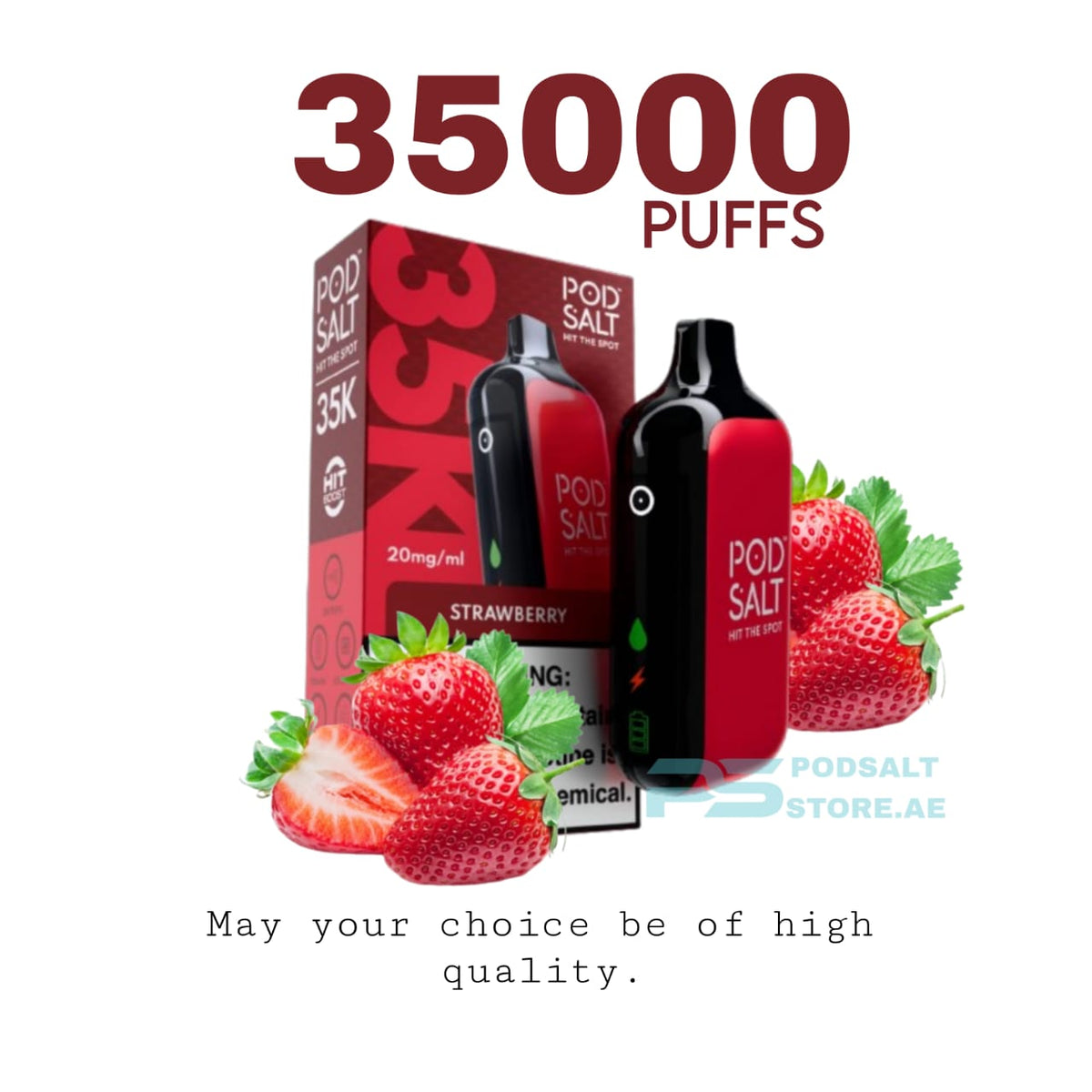 Podsalt 35000 Puffs Strawberry  Disposable Vape in Dubai UAE